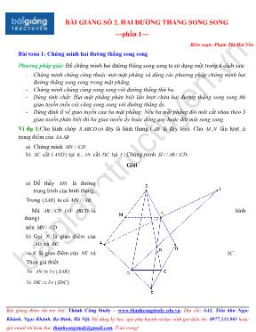 Bài giảng 2 Hai đường thẳng song song - Phần 1